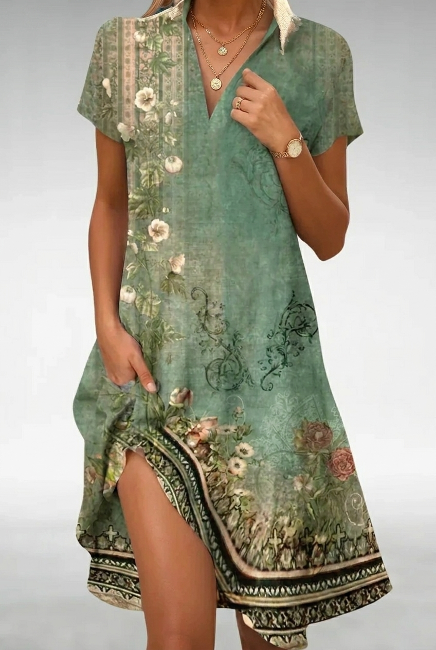 Isabella | Vestido midi floral de silueta fluida y ligereza absoluta