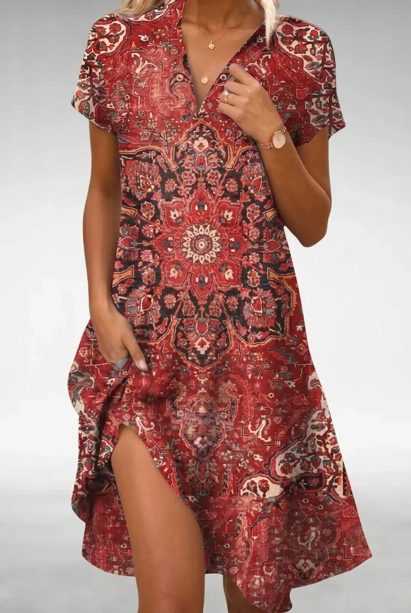 Isabella | Vestido midi floral de silueta fluida y ligereza absoluta