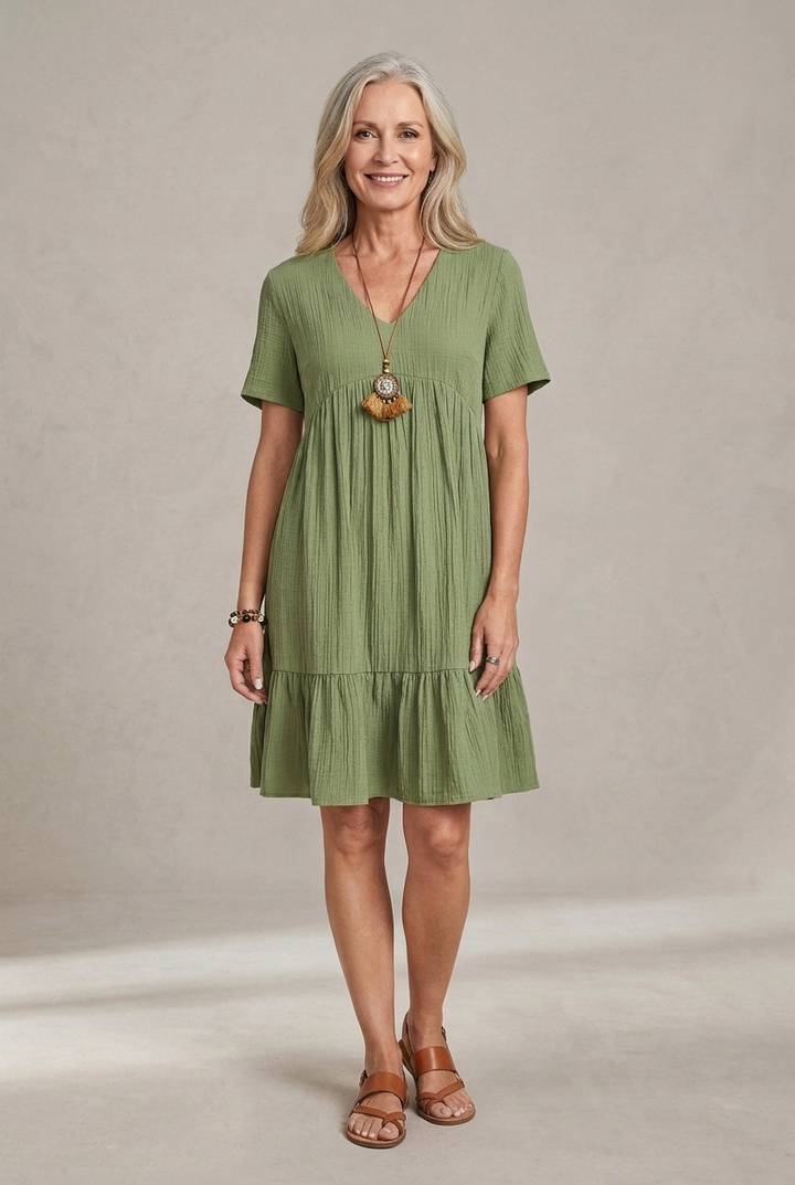Carmen | Vestido corto bohemio de silueta fluida con cuello en V