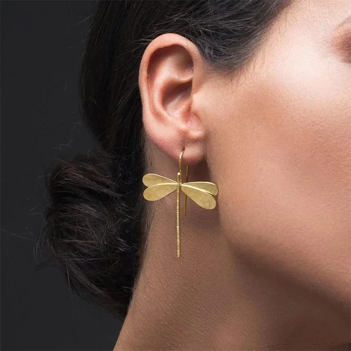 Pendientes de Libélula Dorada Vintage