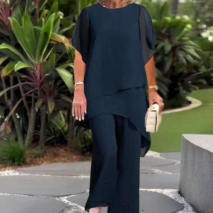 Iris | Conjunto — blusa asimétrica y pantalón wide leg
